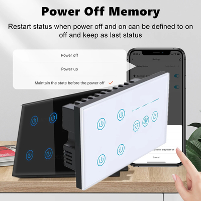 Glomarket Tuya Smart Wall Touch Switch Glaspaneel Elektrisch licht En ventilator Schakelaar Smart Life Alexa Voice Control