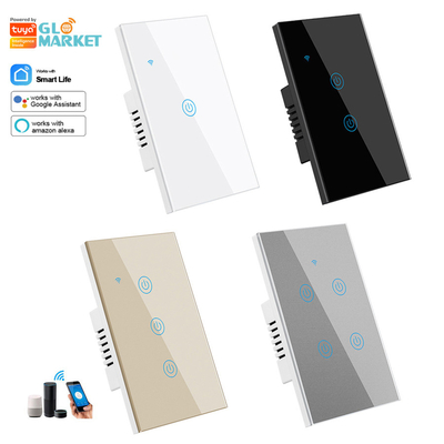 Glomarket New Design Products Tuya Smart Wifi Wand Switch Us Standaard Glas Touch Panel Licht Schakelaar Ondersteuning App Afstandsbediening