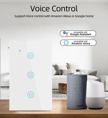 Glomarket New Design Products Tuya Smart Wifi Wand Switch Us Standaard Glas Touch Panel Licht Schakelaar Ondersteuning App Afstandsbediening