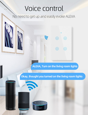Glomarket New Design Products Tuya Smart Wifi Wand Switch Us Standaard Glas Touch Panel Licht Schakelaar Ondersteuning App Afstandsbediening