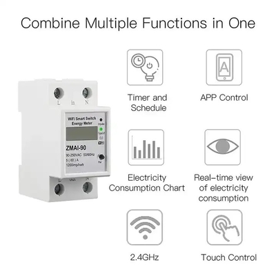 Glomarket Wifi Tuya/Smart Life App Afstandsbediening Smart Circuit Protector Relay Device Switch Breaker Energy Meter