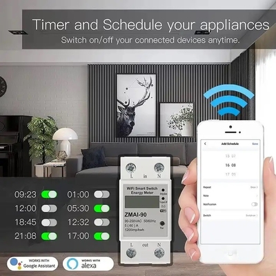 Glomarket Wifi Tuya/Smart Life App Afstandsbediening Smart Circuit Protector Relay Device Switch Breaker Energy Meter