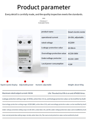 Glomarket Wifi Tuya/Smart Life App Afstandsbediening Smart Circuit Protector Relay Device Switch Breaker Energy Meter