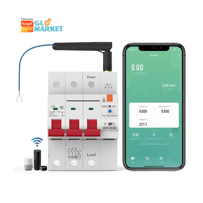 Glomarket Wifi-circuitbreaker Smart Switch Tuya Smart 1p 2p 3p 4p Smart Home System Elektrisch circuit 4P MCB Smart Breaker