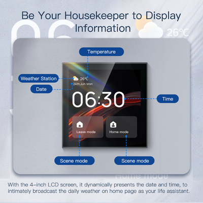 Glomarket Tuya Smart 4 inch Multifunctionele touchscreen bedieningspaneel Alexa Voice Zigbee Centrale besturing
